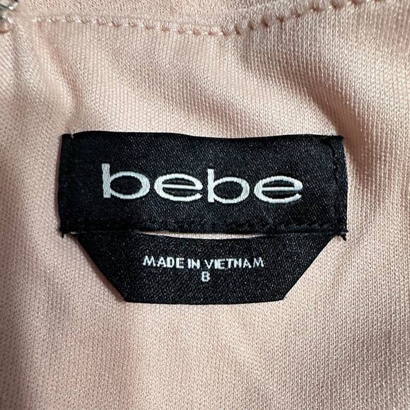 Bebe Pink Halter Sleeveless Maxi Gown Dress Women's Sz 8 Blush Scuba Crepe NWT - Picture 7 of 10